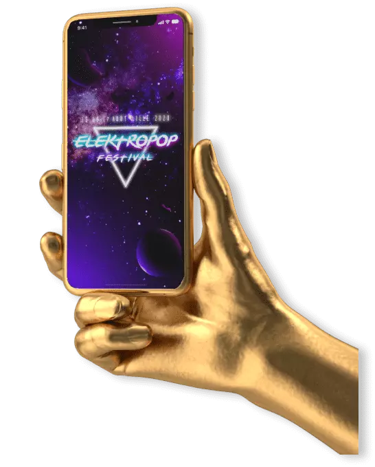 gold hand holding phone